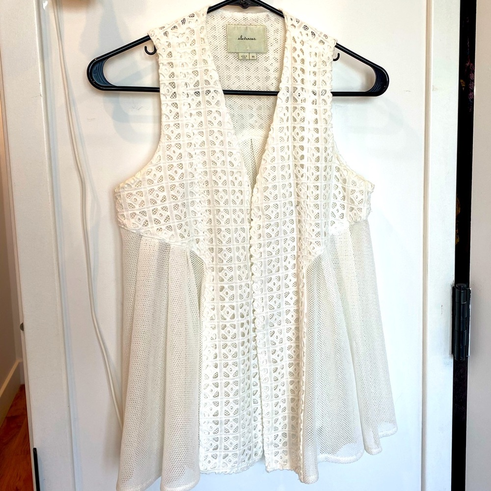 Elevenses Mesh Open Shawl Top